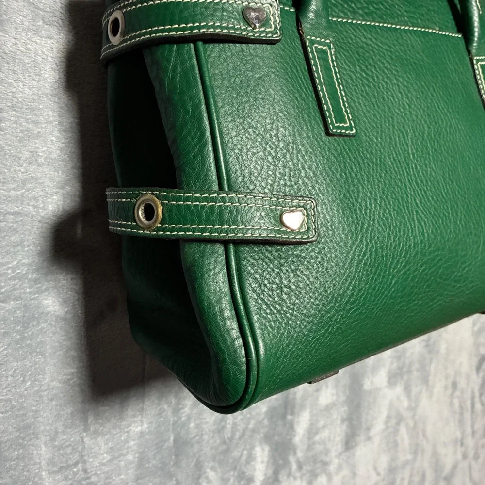 Luella Leather Bartley Giselle Grommet Satchel Hand Bag Green